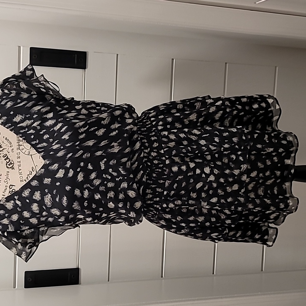 1. State Black & Ivory V Neck Smocked Waist Dress
